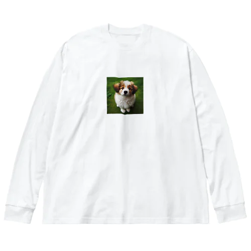 ウルウルがキュートな犬 ビッグシルエットロングスリーブTシャツ