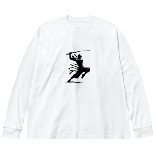 忍者シルエット 斬撃3 Big Long Sleeve T-Shirt