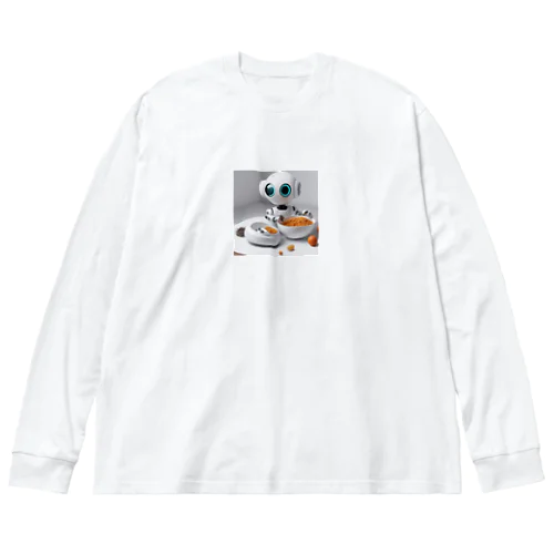 ごはん食べてるロボ ビッグシルエットロングスリーブTシャツ