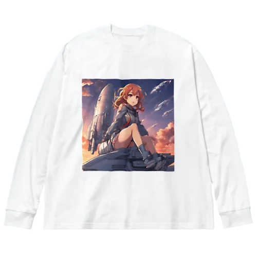 夕陽に輝くロケット子さん Big Long Sleeve T-Shirt