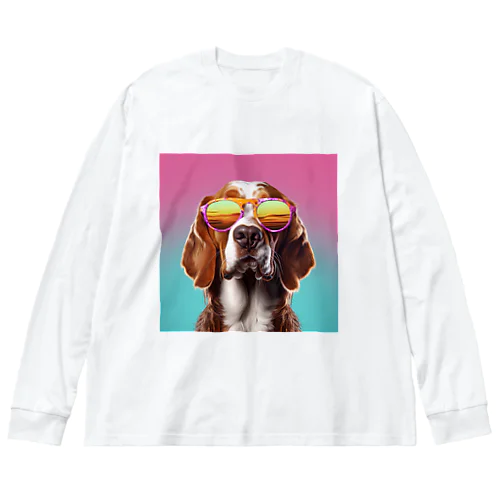 サングラスをかけた、かわいい犬 Marsa 106 ビッグシルエットロングスリーブTシャツ