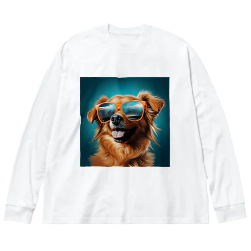 サングラスをかけた、かわいい犬 Marsa 106 ビッグシルエットロングスリーブTシャツ