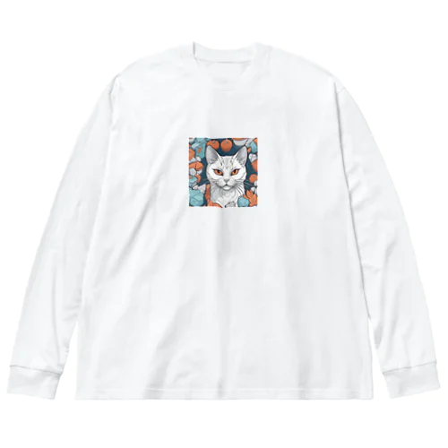 見つめる猫 ビッグシルエットロングスリーブTシャツ