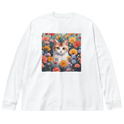 ロココFLOWERキャットコスモス ビッグシルエットロングスリーブTシャツ