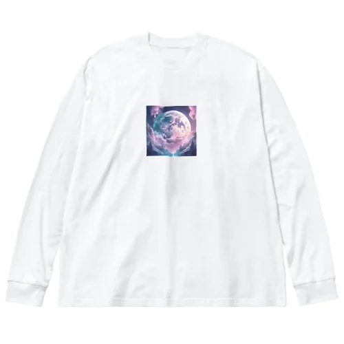 夜の満月　輝き Big Long Sleeve T-Shirt