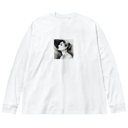 はかなげな女性（モノクロ） Big Long Sleeve T-Shirt