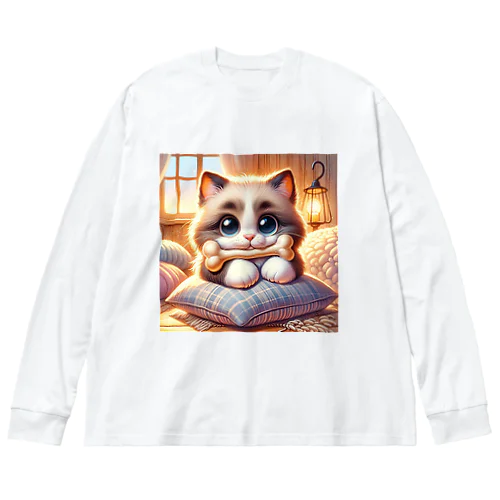 骨をくわえた猫ちゃん Big Long Sleeve T-Shirt