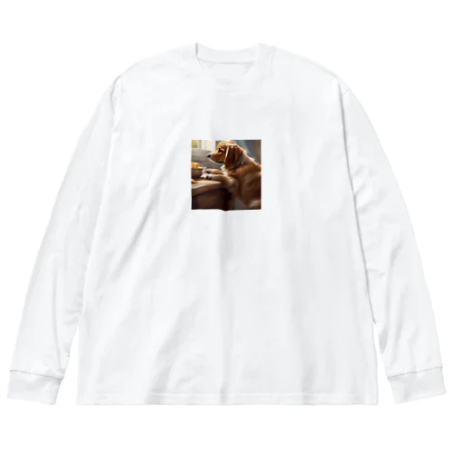 帰りを待つ犬 ビッグシルエットロングスリーブTシャツ