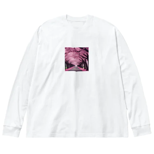 満開の桜道 Big Long Sleeve T-Shirt