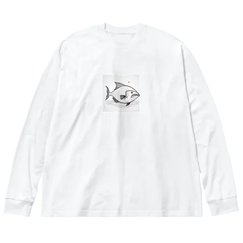 スケッチ画魚 ビッグシルエットロングスリーブTシャツ