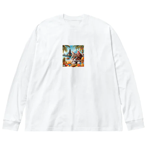 旅大好きなカッコいいねこがバリ島でのんびり Big Long Sleeve T-Shirt