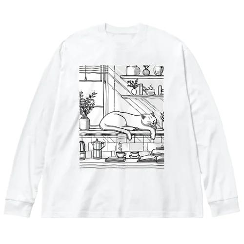 くつろぎ猫 ビッグシルエットロングスリーブTシャツ