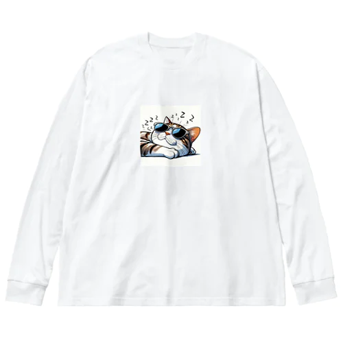 サングラスにゃんこ ビッグシルエットロングスリーブTシャツ