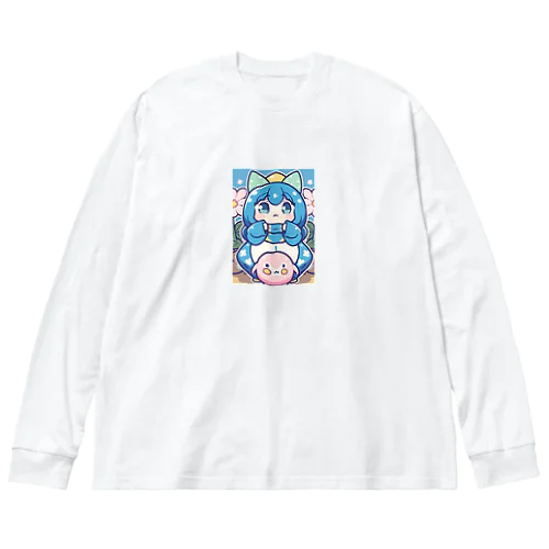 青い髪の姫とピンクのかわいい生物♪ Big Long Sleeve T-Shirt