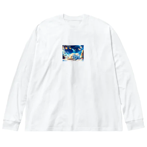 お休み白くま ビッグシルエットロングスリーブTシャツ