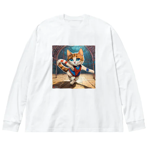 新体操する猫 ビッグシルエットロングスリーブTシャツ