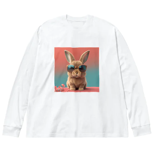 サングラスをかけたうさぎ3 ビッグシルエットロングスリーブTシャツ