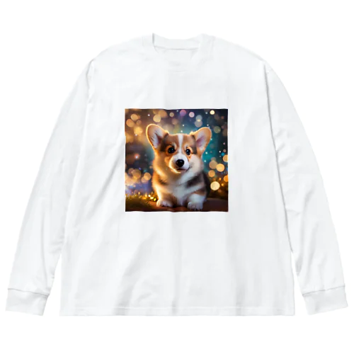 切ない瞳の子犬のコーギー Big Long Sleeve T-Shirt