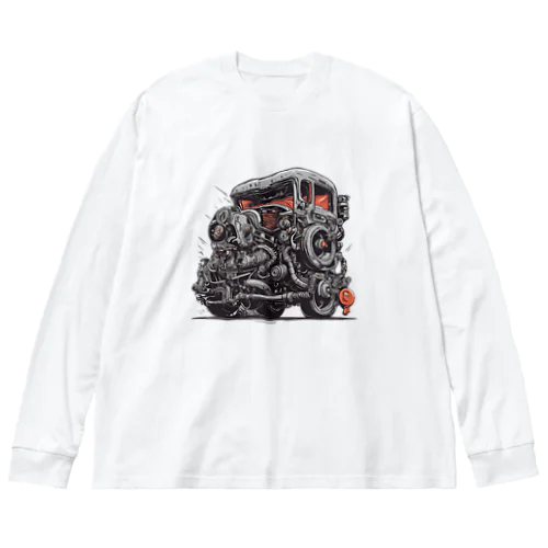 生き返ったスクラップカー ビッグシルエットロングスリーブTシャツ