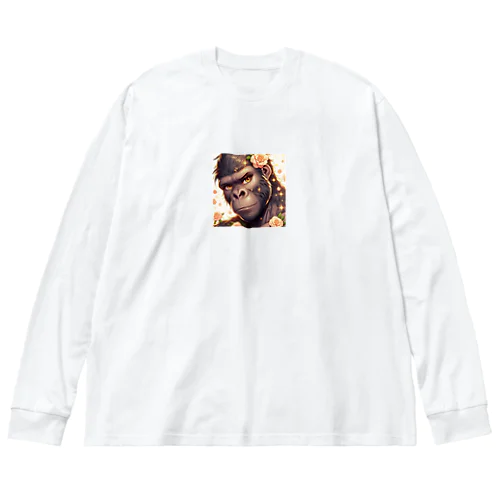 ゴリラの肌がつるつるで瞳が輝いている Big Long Sleeve T-Shirt