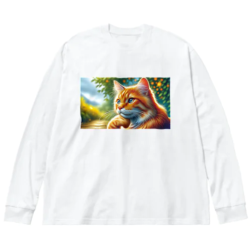トラ猫Thinking Time Big Long Sleeve T-Shirt