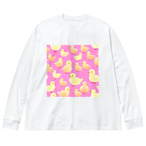 ハッピーひよこシリーズ　おさんぽ ビッグシルエットロングスリーブTシャツ