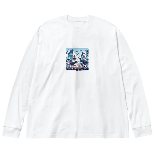 Cretaceous Clash: Tomorrow's City Showdown Big Long Sleeve T-Shirt