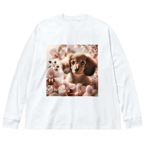 洋ランの花が美しく咲き誇るダックス！  Big Long Sleeve T-Shirt