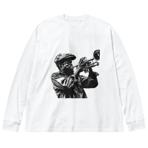 黒人のトランぺッター Big Long Sleeve T-Shirt