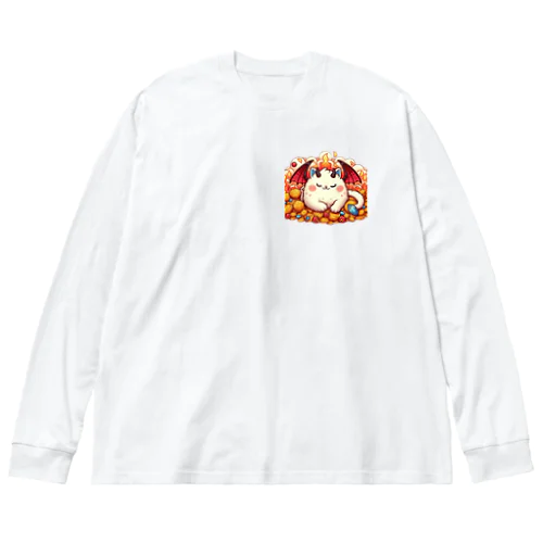 おやすみ！猫ドラゴン　背景透過ver Big Long Sleeve T-Shirt