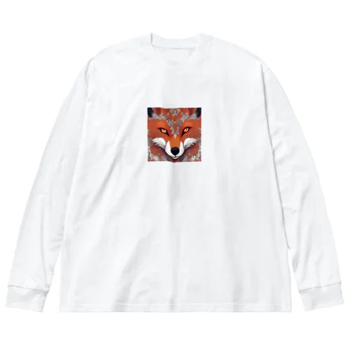 灰の化粧の狐 ビッグシルエットロングスリーブTシャツ