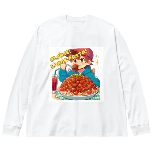 パスタを楽しむ男の子 Big Long Sleeve T-Shirt