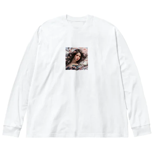 桜の花の中かで、、女性　なでしこ1478 Big Long Sleeve T-Shirt