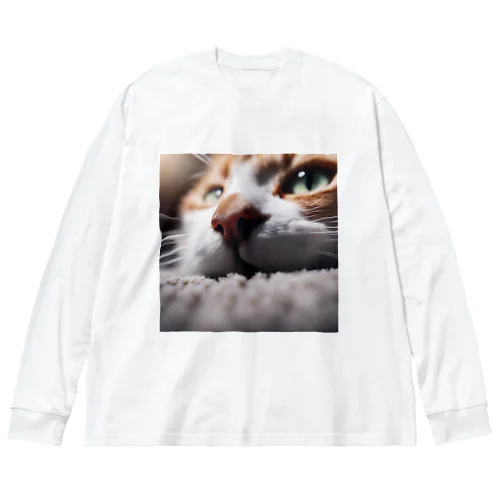 カーペットでごろんとする猫 ビッグシルエットロングスリーブTシャツ