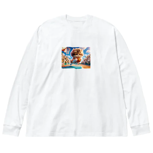 バスケットボールにゃんこ Big Long Sleeve T-Shirt