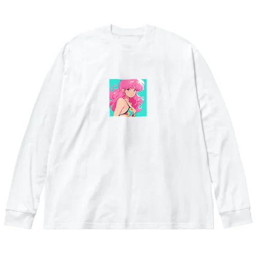 ピンクヘアーレトロガール Big Long Sleeve T-Shirt