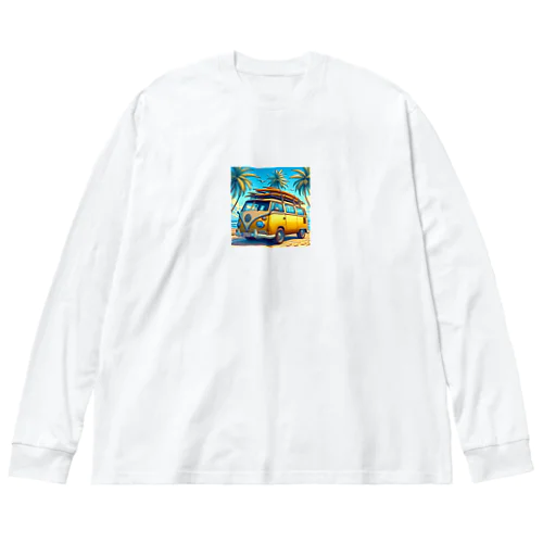 海辺のフォルクスワーゲン ビッグシルエットロングスリーブTシャツ