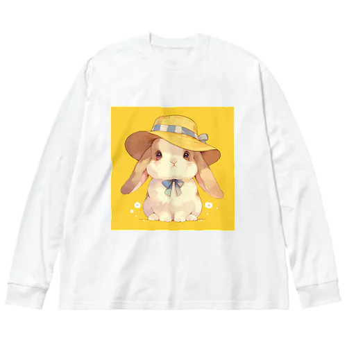 帽子をかぶった可愛いウサギ Marsa 106 ビッグシルエットロングスリーブTシャツ