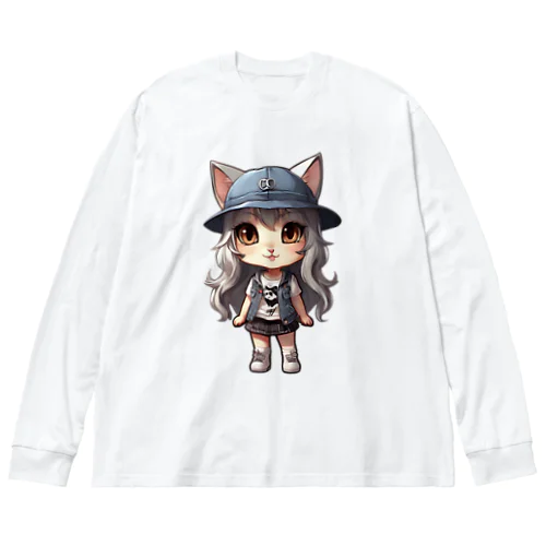 猫派アイドル　にゃにゃ美ちゃん ビッグシルエットロングスリーブTシャツ