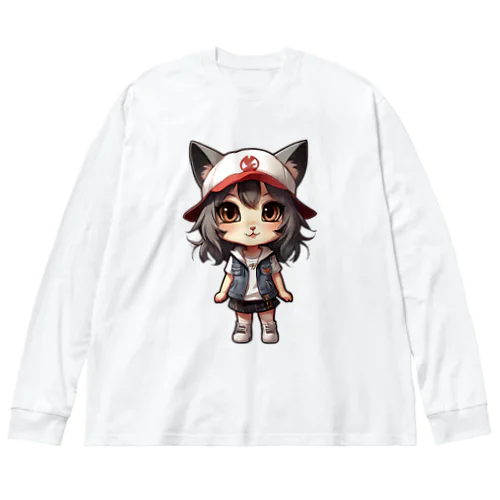 猫派アイドル【にゃ美ちゃん】 ビッグシルエットロングスリーブTシャツ