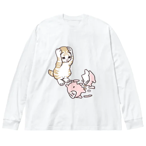 やっちまったニャーちゃん ビッグシルエットロングスリーブTシャツ