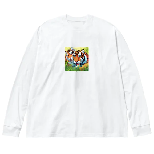 他の虎と遊んでいる虎 Big Long Sleeve T-Shirt