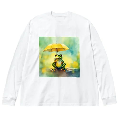 雨だねぇ、カエルさん ビッグシルエットロングスリーブTシャツ