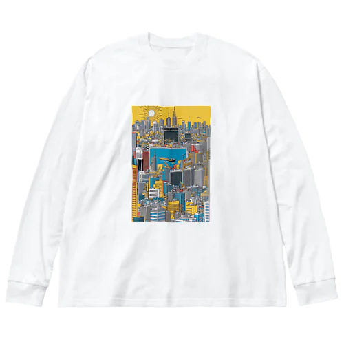 POPな街並み ビッグシルエットロングスリーブTシャツ