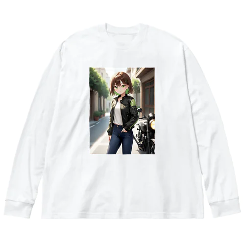 バイク女子 ビッグシルエットロングスリーブTシャツ