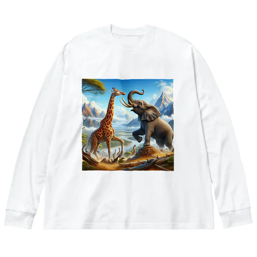 キリン同士の激アツ対決が勃発！ Big Long Sleeve T-Shirt