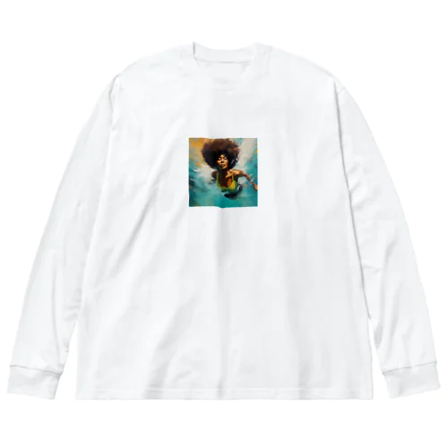 海の世界を楽しむ女性 Big Long Sleeve T-Shirt