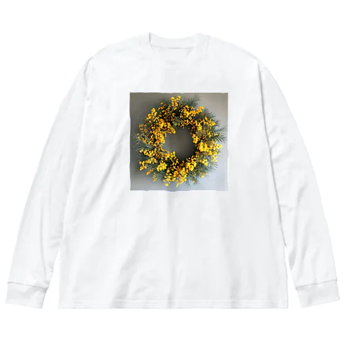 ミモザの花をりース　なでしこ1478 ビッグシルエットロングスリーブTシャツ