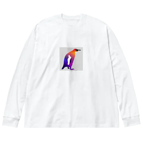 紫からオレンジのグラデーションのペンギン Big Long Sleeve T-Shirt