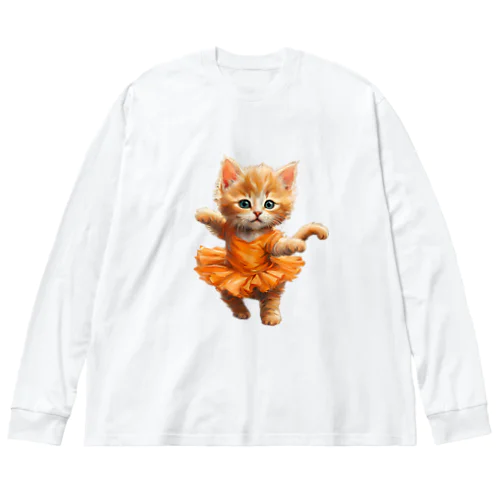 バレリーナ子猫 ビッグシルエットロングスリーブTシャツ